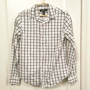 Men's Simple Line-Patterned Long-Sleeve Button Up